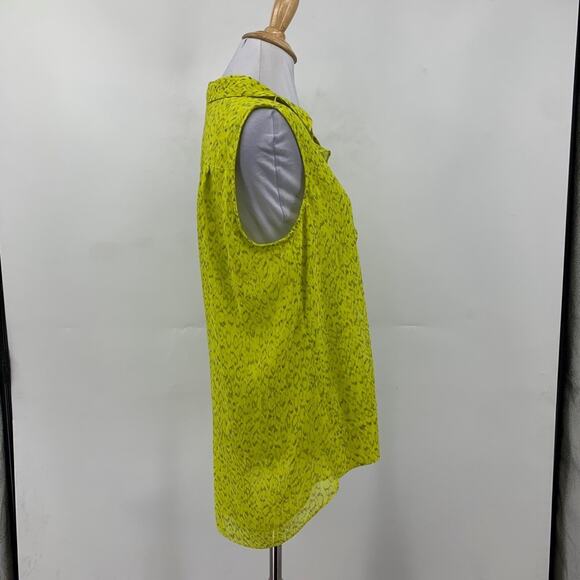 Cabi Blouse Womens S Small Neon Yellow Ruffles Reign Sleeveless Hidden Button - Picture 6 of 12